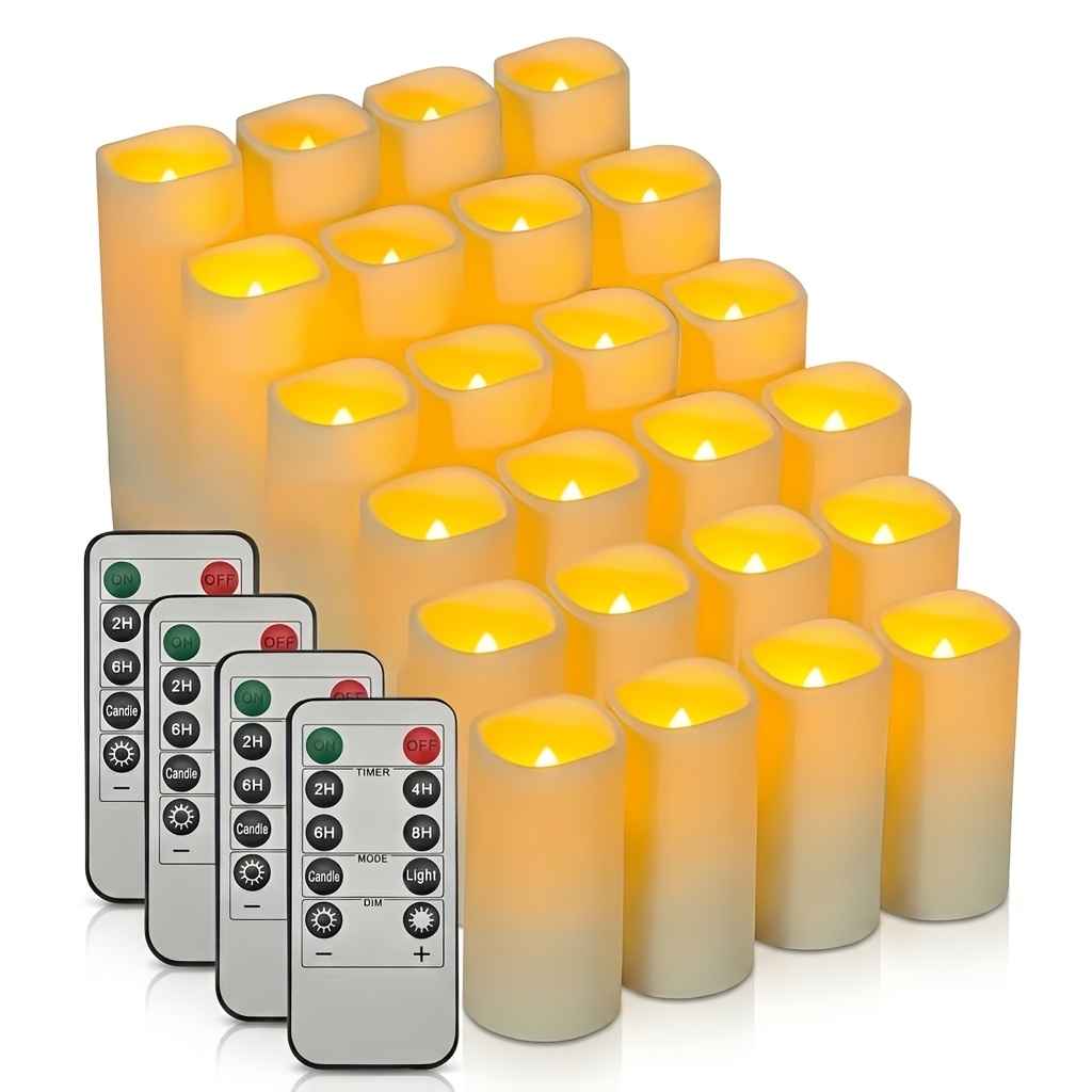 24-pack Flameless Led Candles With Remote Timer | 3d Flame Effect, For Romantic Atmosphere, Home Decor, Halloween And Christmas Decorations | Realistic Candle Design, -powered