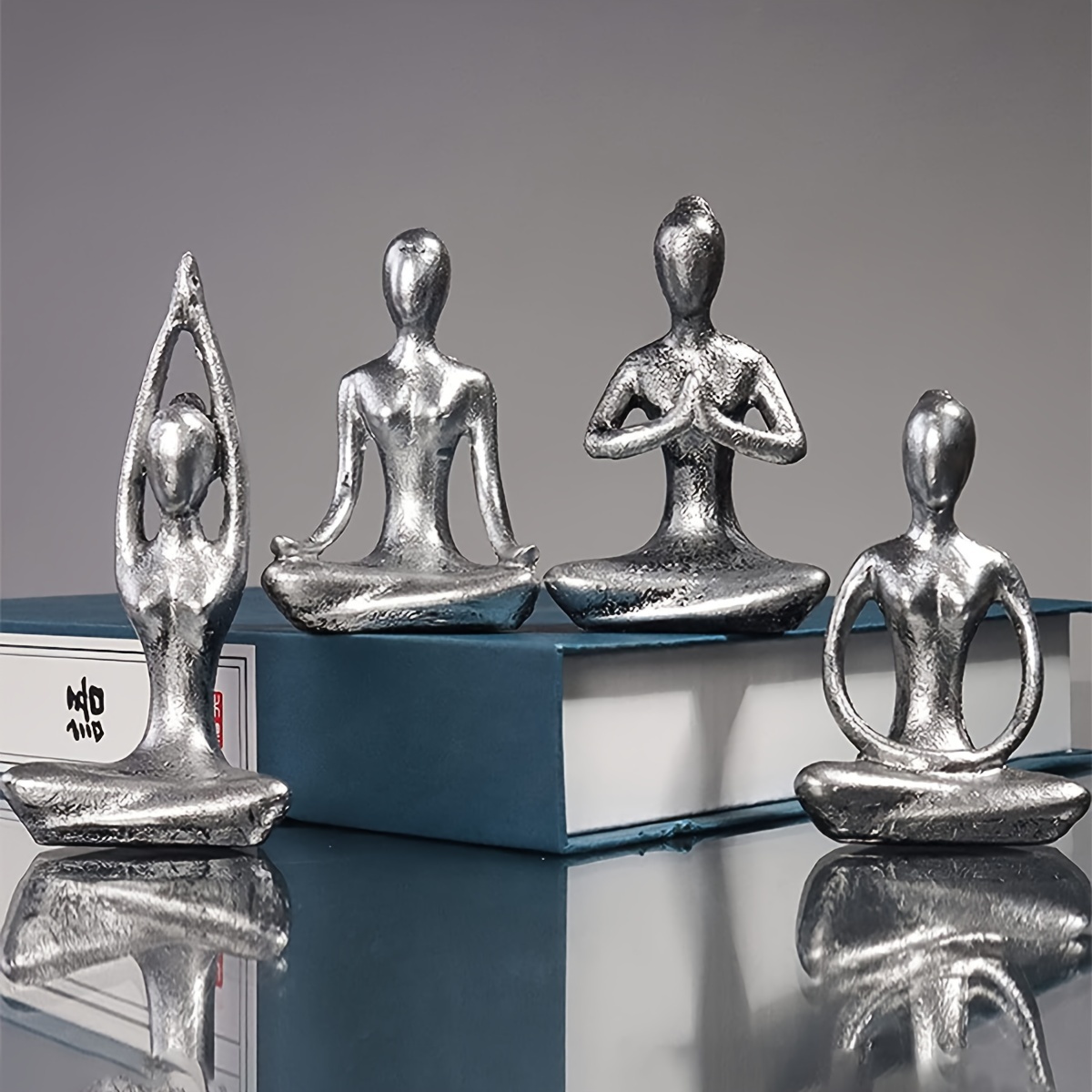 Leekung Yoga Meditation décor,Yoga Pose Statue Home Decoration,Zen Yoga  Figurine for Spiritual Room, Set of 3 Yoga Gift Antique Silver Color :  : Home