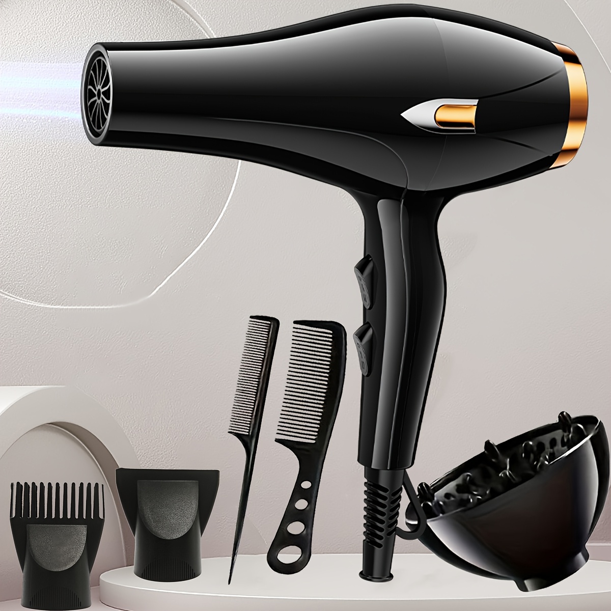 

Morfone 6pcs Hair Dryer Set With Multiple Heating Settings And , Equipped With Diffuser, Nozzle, Comb, Suitable For Curly And Straight Hair, Ideal Christmas Gift For Women