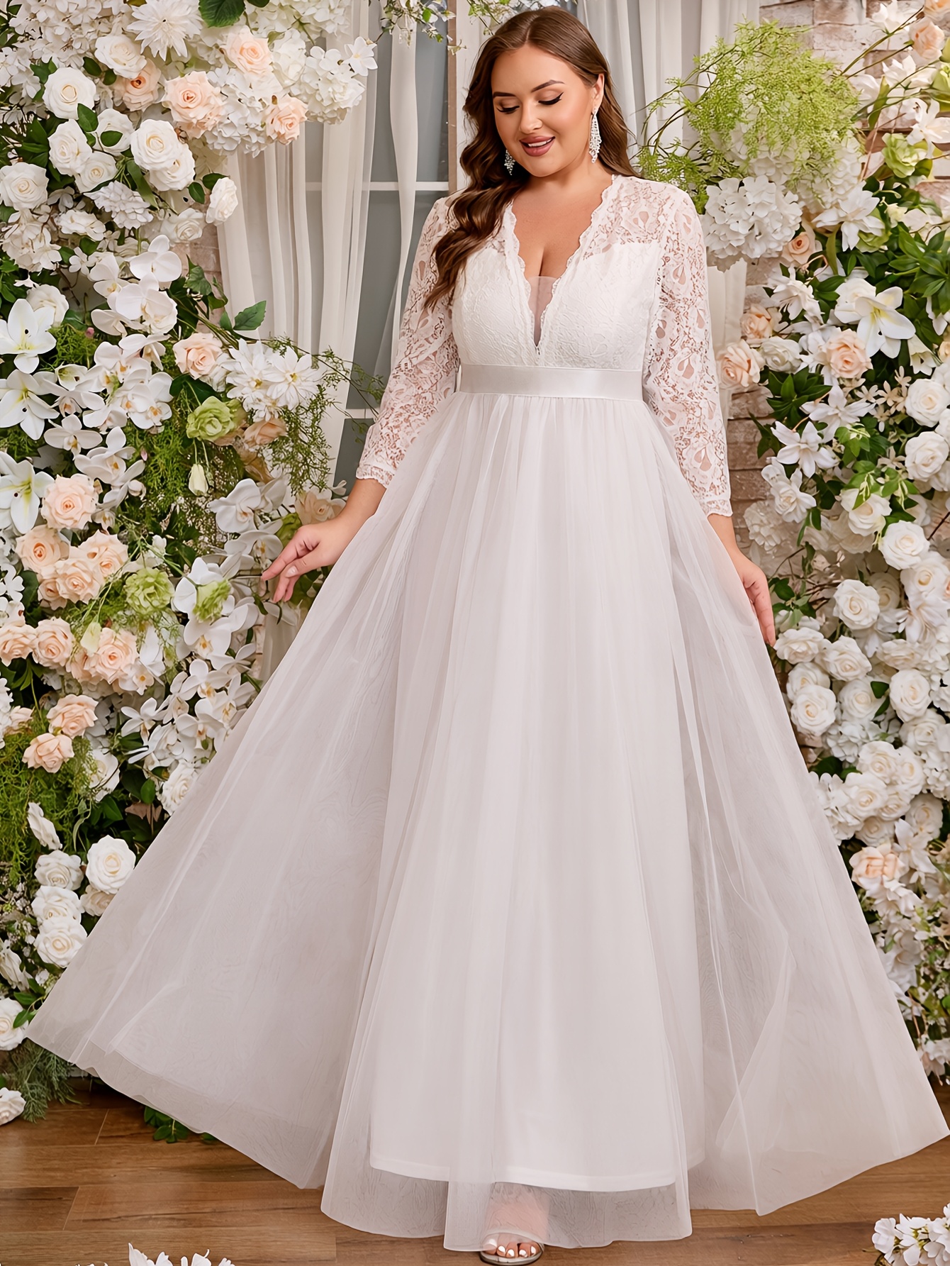 plus size bridal shower dresses with sleeves - Plus Size Green Sequin & Black neck and illusion long collection:wk142025repeat Size:XL(42)