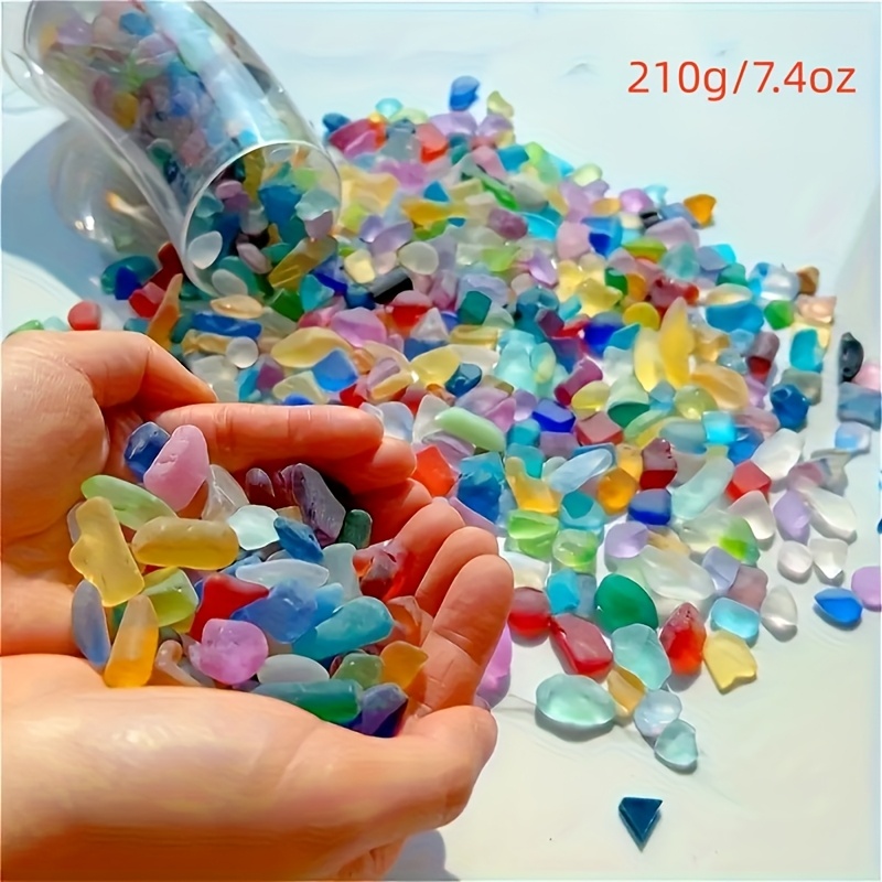E-shop 210g/7,4oz Mehrfarbige Seeglas- - Schmelzbares Niedrigschmelzglas für DIY-Bastelarbeiten, Seeglas-Vasenfüller, Aquarium-Deko, Schmuckherstellung