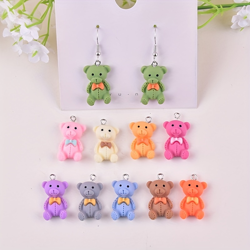 

20pcs Bear Resin Charms Cartoon Bear Pendant Diy Earrings Necklace Jewelry Accessories