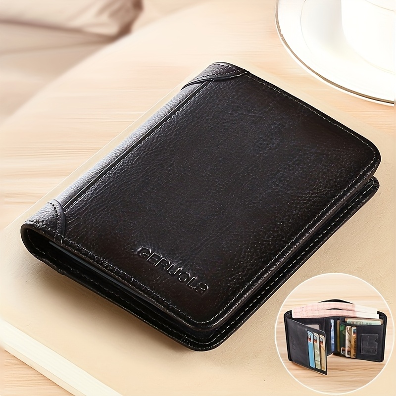 mens and womens genuine leather retro top layer cowhide rfid anti theft brush wallet extended ultra thin multi card slot short multi functional id credit card wallet 30   wallet wallet christmas gift fathers day gift   gift