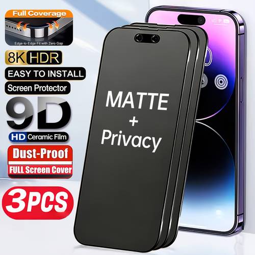 3-pack full coverage matte privacy screen protector anti- upgrade anti-drop anti-kras bubbelvrij, voor iphone 17 pro max/17 air/16 pro max/16 plus/voor iphone 15 pro max/14/13/12/11/xs/xr serie