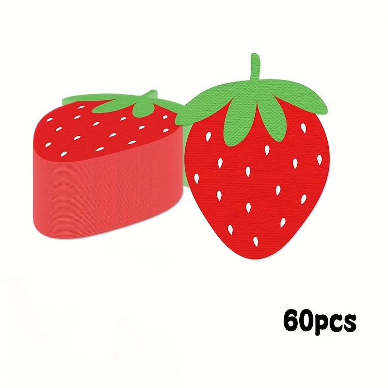 Image of 60pcs Strawberry Napkins Strawberry Disposable Party Napkins, Pink And Sweet 1 Napkin For Strawberry Party Baby Shower Party Supplies, 19.5 × 15 Inches (60pcs)