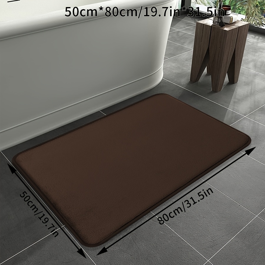 TEMU 1pc Flannel Absorbent Floor Mat, 25d Thickened Anti-slip Machine Washable Bathroom Anti-slip Mat, Luxury Memory Foam Bath Mat, Quick-drying