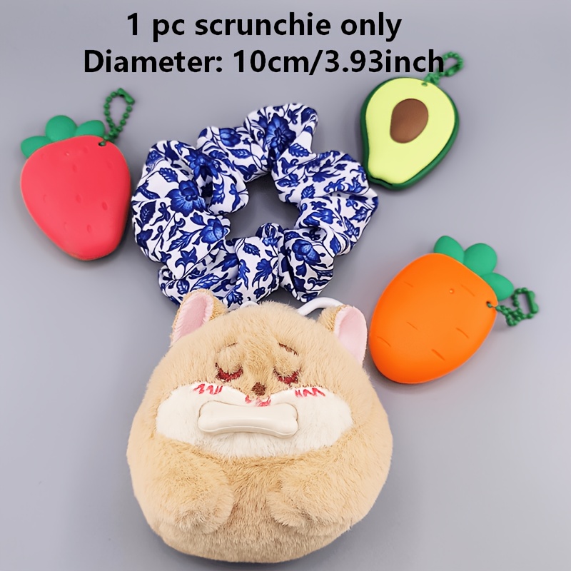 TEMU 1 Stylish Porcelain Scrunchie, High-elastic And Durable Hair Tie, Hair Additions, Hair Rope, Fashionable Hair Tie, Hair Care Headwear And Hair