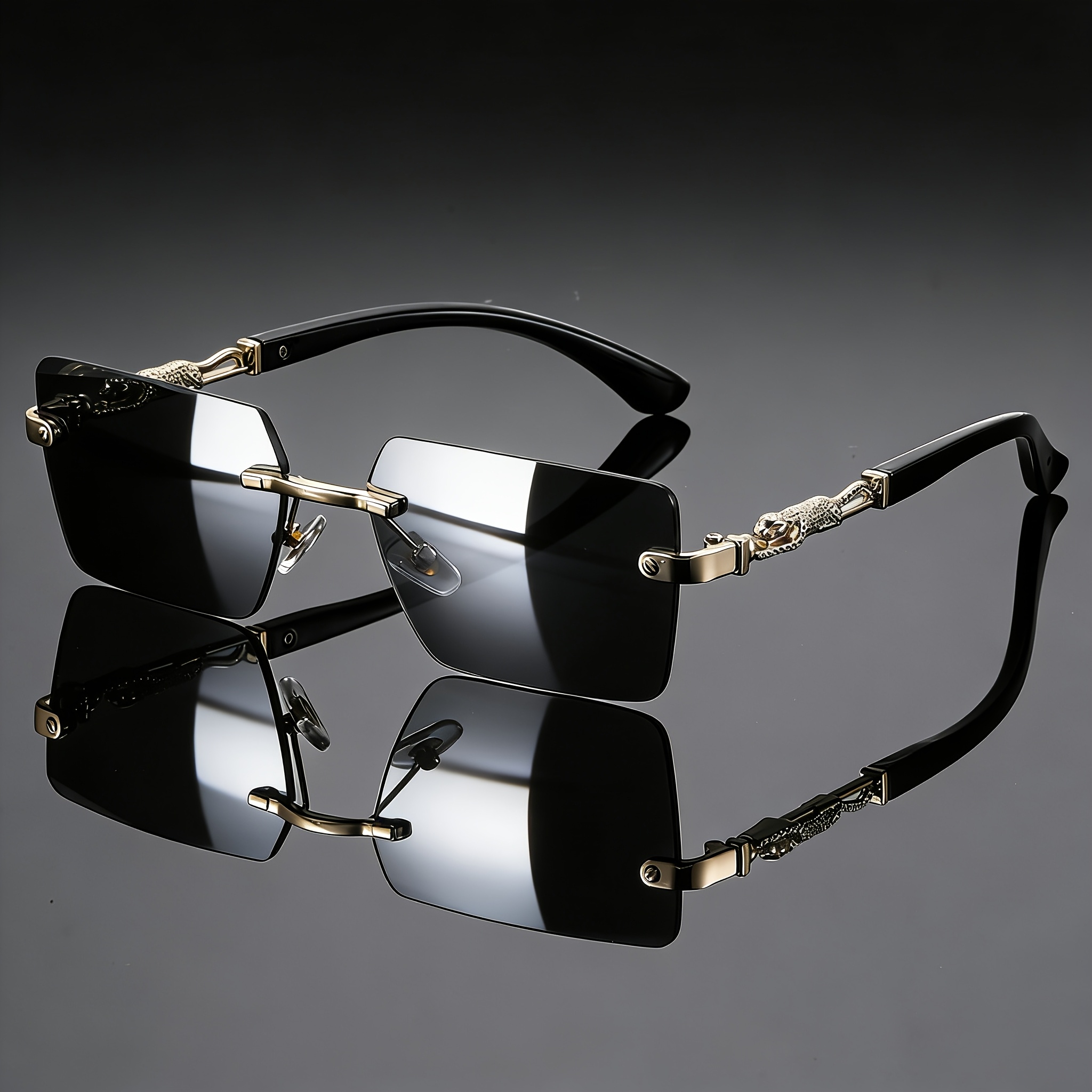 Image of Fashionable New Y2k Frameless Trendy Sunglasses, With Leopard Print Details, Suitable For Summer Outfits And Gifts, Without Battery