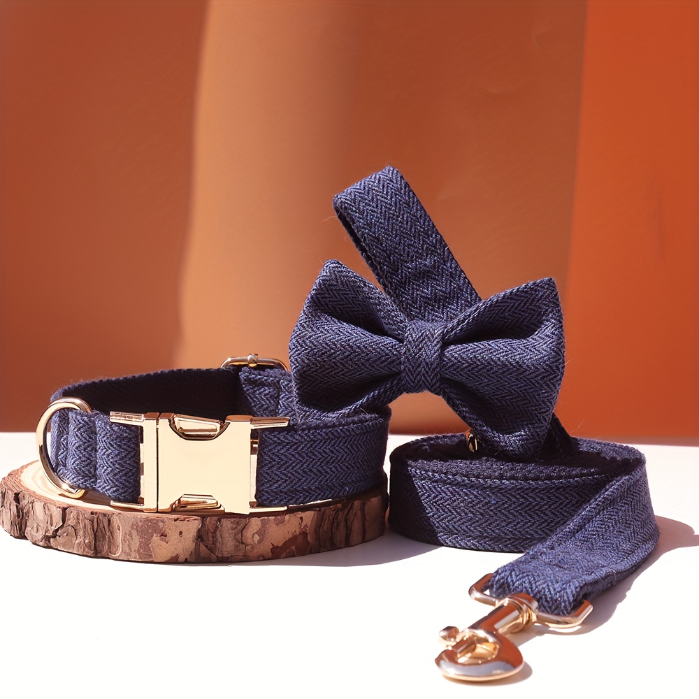 TEMU Collar Bow Leash Set - Personalized Engraved Id/name/phone - Formal Occasion - Adjustable Luxury Pet Necklace Collar With Alloy - Protect Pets'