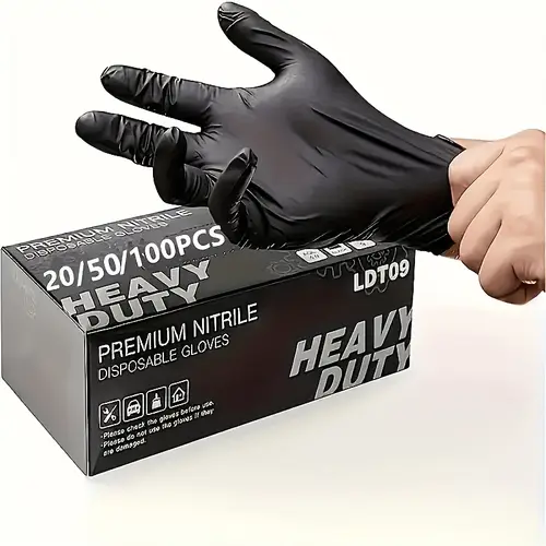 50pcs black disposable pure nitrile gloves heavy duty durable waterproof for kitchen household cleaning car care disposable protective gloves cleaning gloves textured durable nitrile disposable gloves