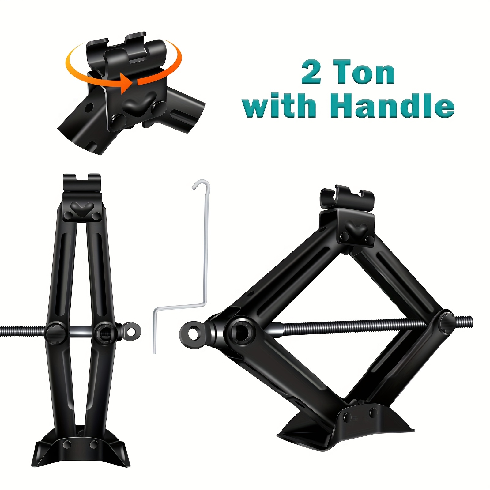 Heavy Duty Scissor Jack - 4.2 To 15 Inch Lift, Manual Jack With Handle For Tire Changing And Vehicle Repair, Compact Steel Black Lift Tool