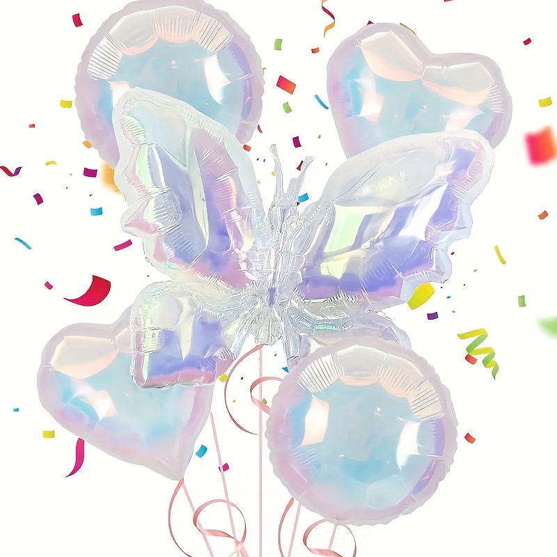 

5pcs White Butterfly Balloons - Perfect For Weddings, Diwali, Birthdays & More - Suitable For Ages 14+ - No Electricity Required - Aluminum Balloon Material