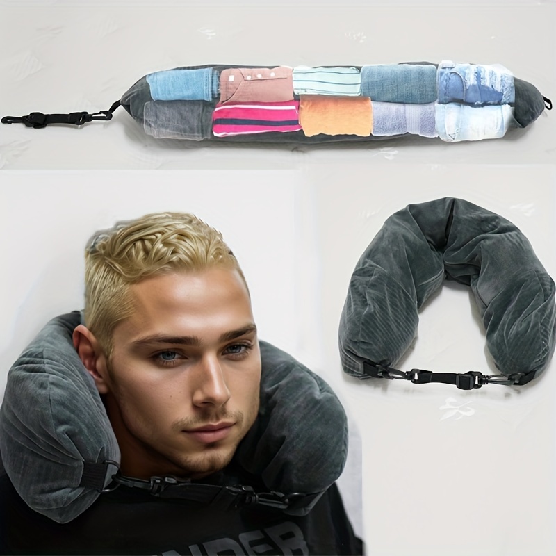 

1pc Dutch Fleece Adjustable Travel Neck Pillow, Can Carry Extra Luggage, Long Zipper Easy Storage, Comfortable And Convenient Travel Pillow