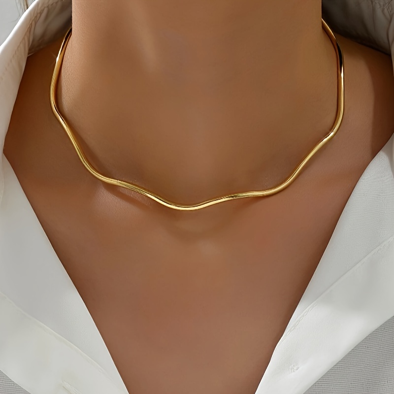 Golden Double Layer Round Long Clavicle Chain for Women Fashion Pendant  Necklace with Hook Closure Alloy Material