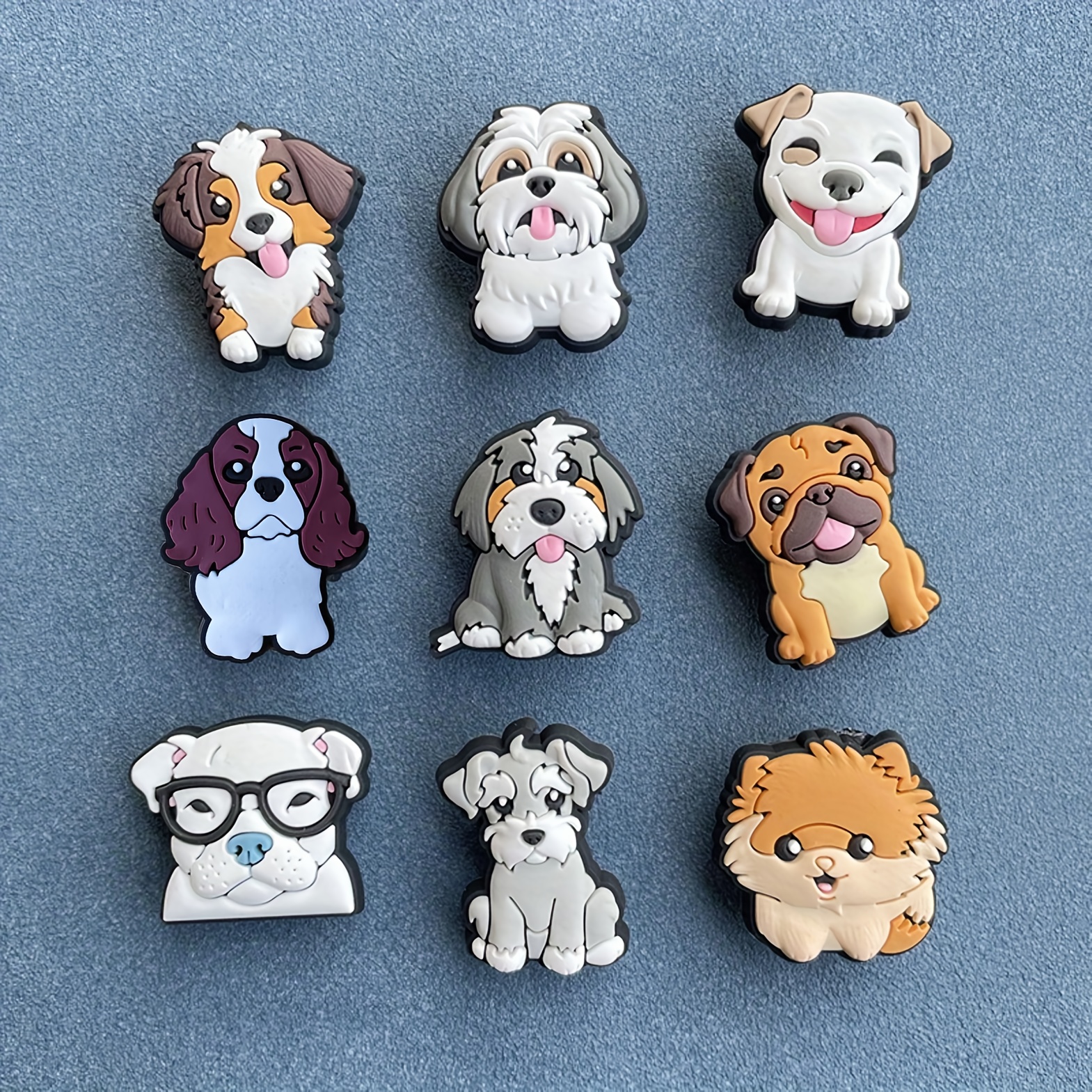 TEMU Ensemble de 9 adorables breloques à chaussures sur le thème des chiots, parfaites pour du style à vos chaussures, fabriquées en PVC pour les