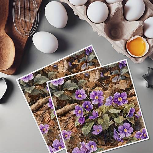 item picture 2pcs vintage coastal floral dish towels purple primroses woodland ultra soft 100 polyester 10x10 inch reusable washable kitchen towels for hand cleaning cloths