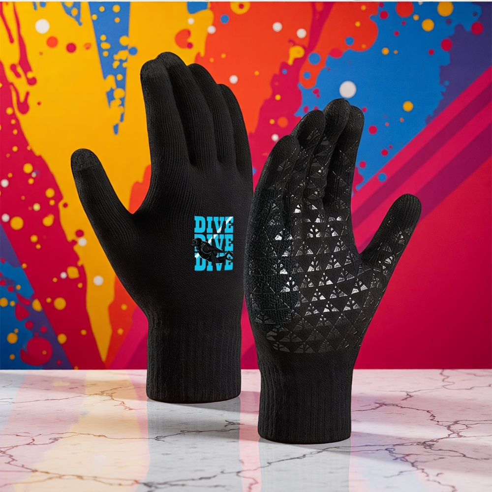 TEMU 2026 New Dive Dive Dive Graphic Dive Divers Dive Look Winter Gloves Unisex Winter Gloves Mountaineering Gloves Gloves Running Gloves Hiking