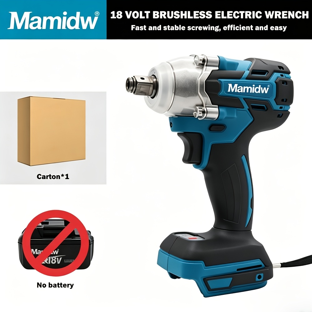 Image of Cordless Impact Wrench (tool Only - No Battery) For Makita 18v | 1/2" Brushless Tool For Car Tire, Auto Repair, High Torque Shock Absorber Removal