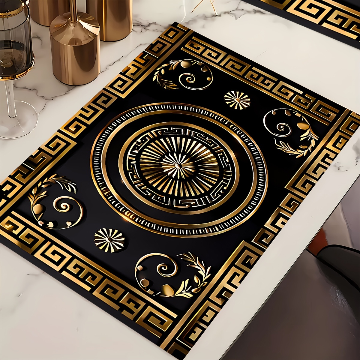 

4pcs And Golden Patterned Placemats, Waterproof Non-slip Dining Table Mats For Home Decor, Perfect Gift For Parties And Dinner Decorations