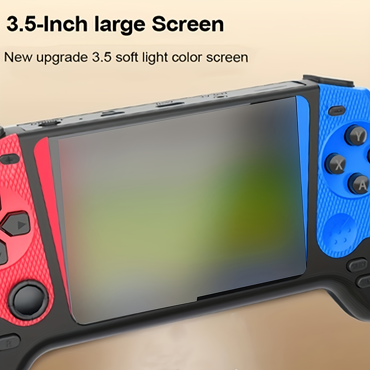 1pc Retro Handheld Gaming Console, 3.5-inch Large Screen, ABS Material, Rechargeable Lithium Polymer Battery, Red/Blue/White, Handheld Gaming Device Christmas Gift
