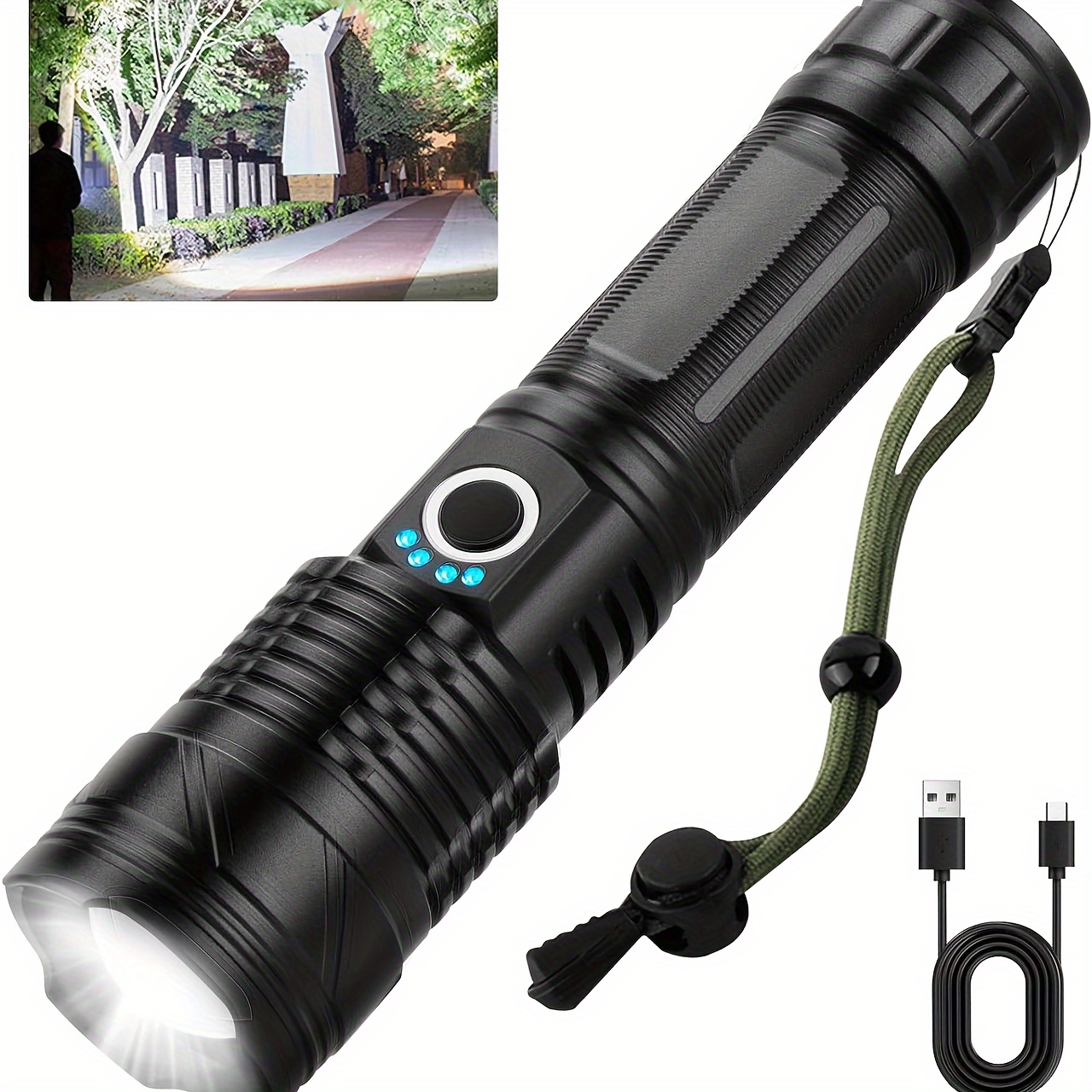 

Flashlight, Usb Rechargeable 5 Led Flashlight Bar For Hiking Camping Outdoor Sport