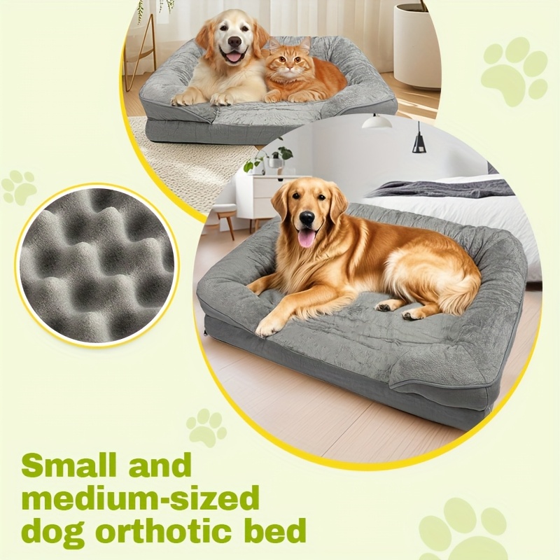 extra large dog bed with egg   lining non slip base soft polyester rectangular pet bed for small to medium dogs comfortable rest sleep   bed for dogs   furniture   accessory durable pet furniture Product details 1