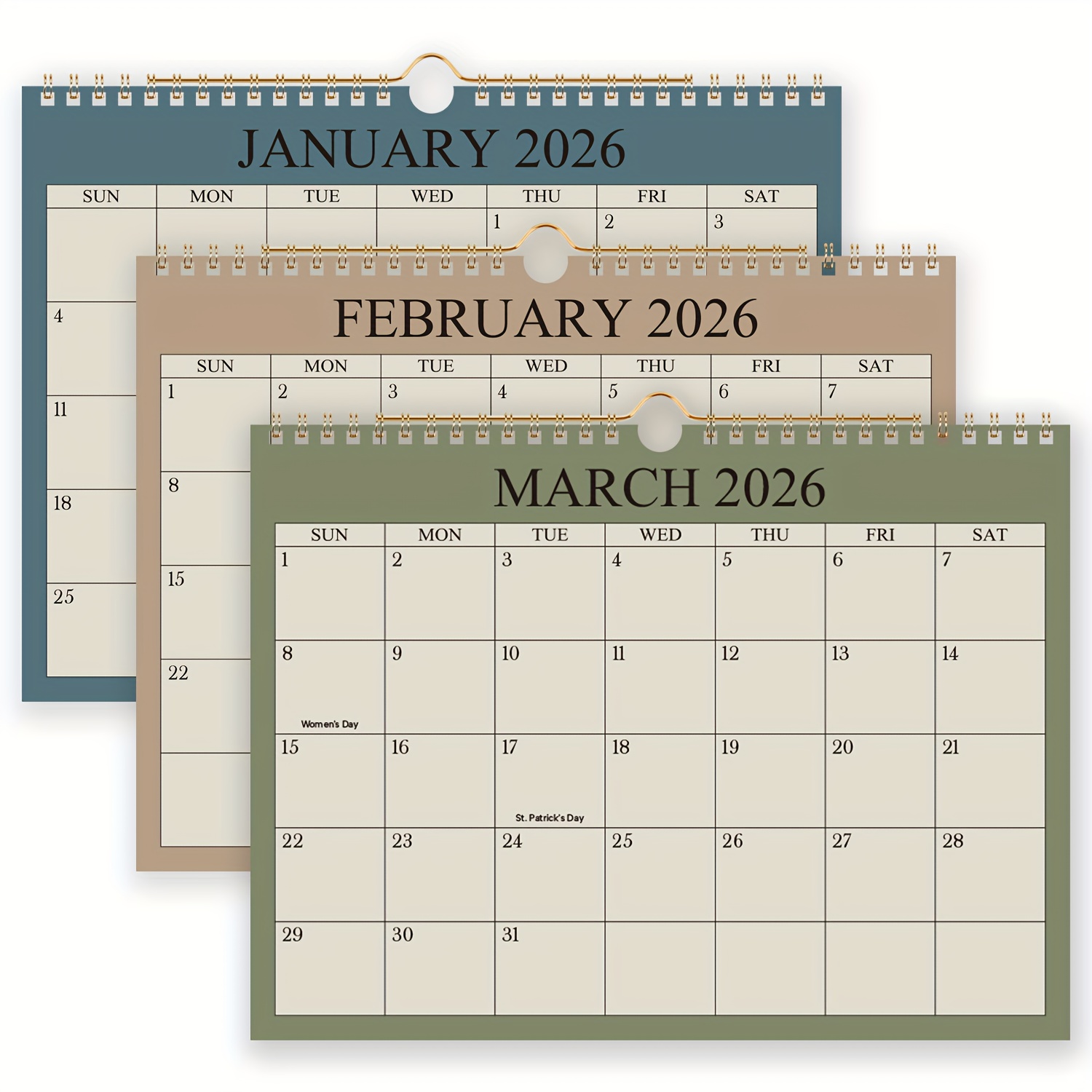 12-month Minimalist Wall Calendar, With Hook, Suitable For Office And Home Use, , Christmas And New Year Gift