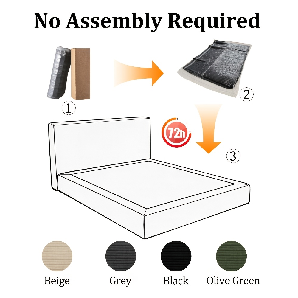 Upholstered Platform Bed, Compressed 2-in-1 Convertible Sofa Bed, Vacuum Packed Boneless Sleeper Couch, Queen Bed Frame Features A Headboard, No Assembly Required, Multifunctional Furniture For Small Apartment Dorm Office