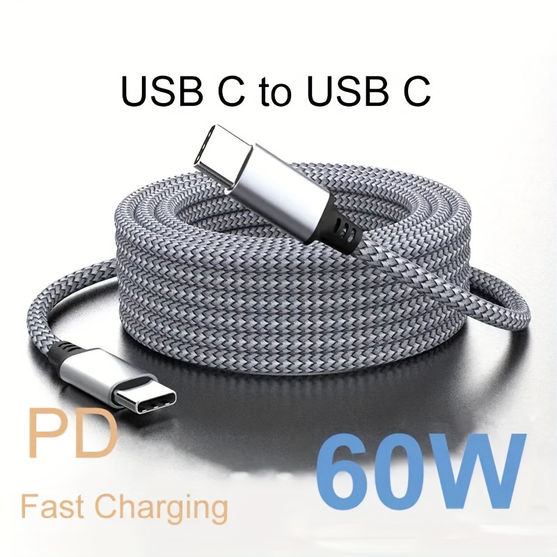 

[ C-to-c 60w/ 3ft 6ft 10ft ]new For Plus Pro Max Type C To Type C Of Data Transmission Usb Cable Fast Charge Cable For Android Phones Braid Laptops Type-c To Type-c