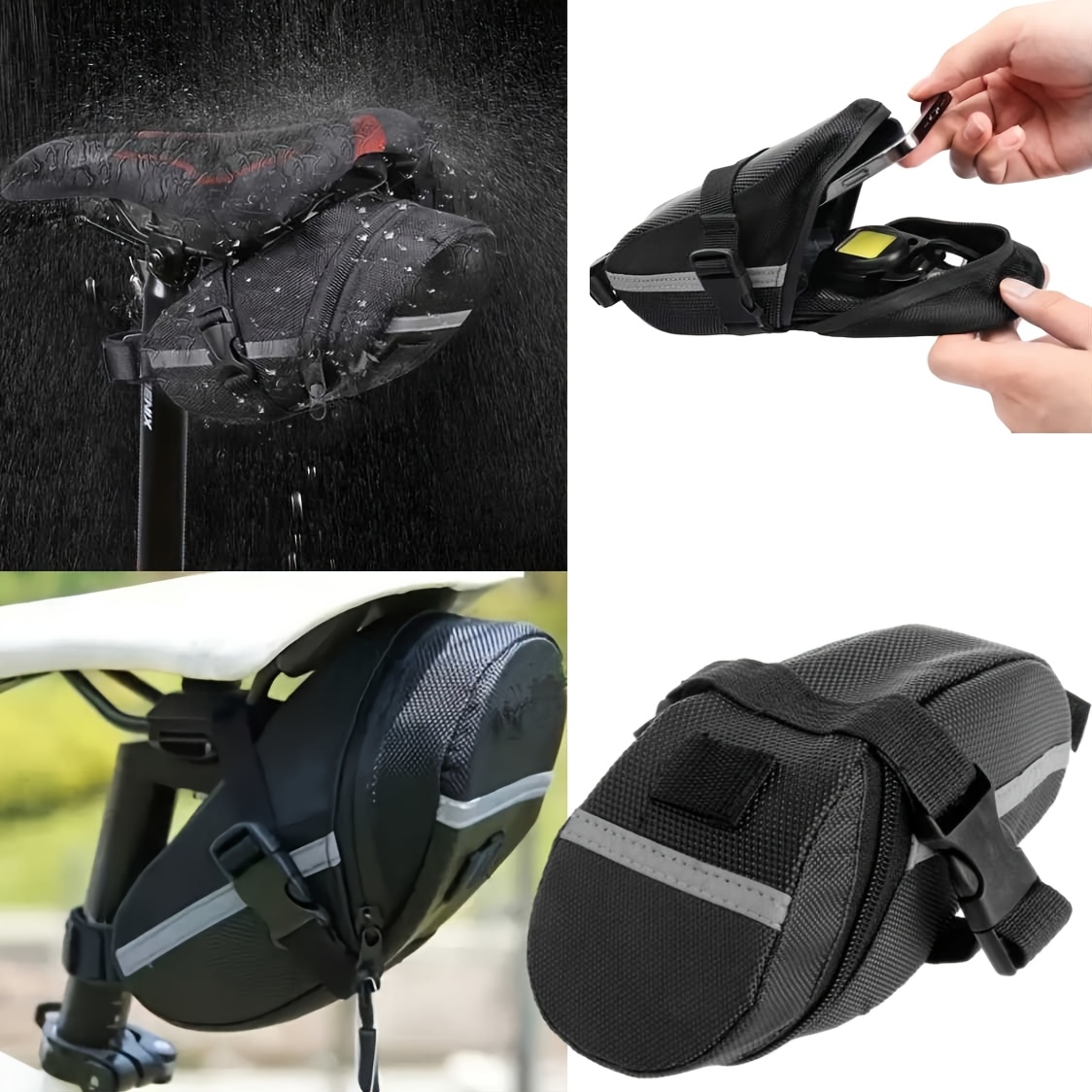 TEMU Premium Bag Cycling Seat Storage Bicycle Rear Pouch Bike Bag, Bike Accessories Gear Cycling Pannier Bag Equipment