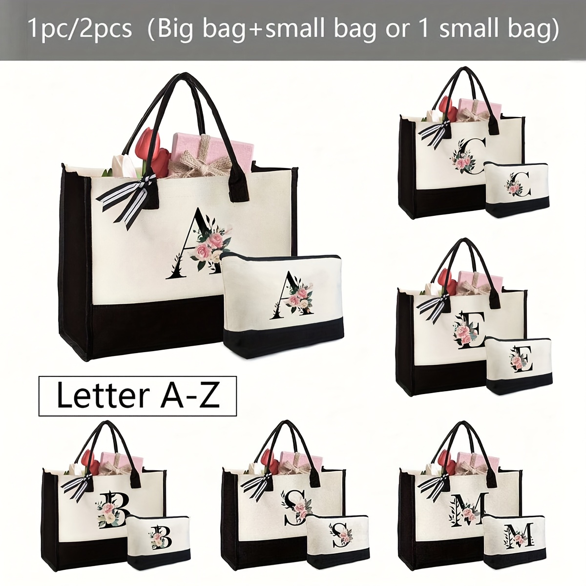 Canvas Handbag with Cosmetic Bag