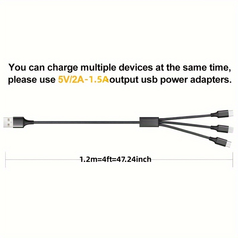 3-in-1 Multi-Functional USB Flash Charging Cable - Compatible with iPhone 14, 13, 12 Pro Max, Xs Max,, Redmi, One Plus, USB-C Mobile Phones with Type-C and Micro USB Connectors