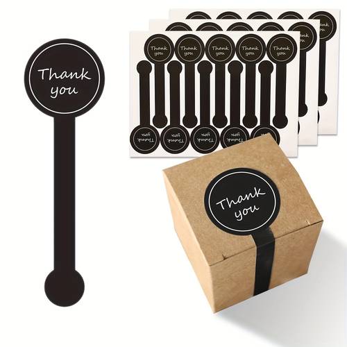 100pcs 200pcs black thank you long seal stickers for pudding bottles bakery box label stickers for bakeries handmade products birthday party prizes box sealing stickers gift boxes decorative bag packaging labels
