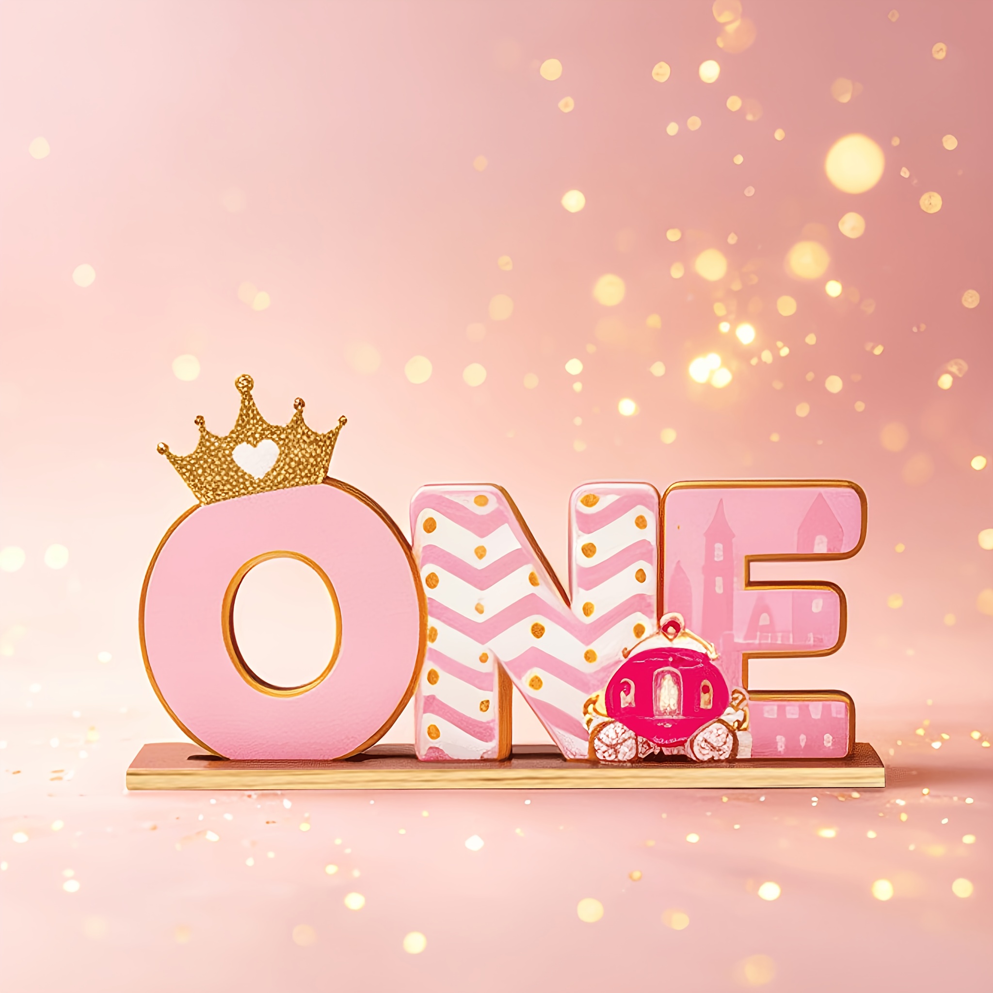 Image of 1pc Of Wooden Centerpiece With One, Birthday Party Crown Table Decoration, , Party Props, Photo Background