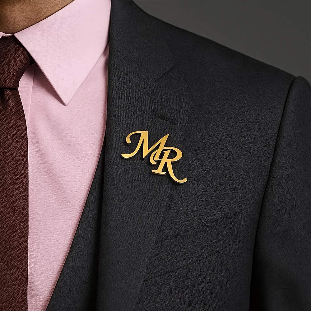 TEMU Personalized Stainless Steel Golden Letter Name Brooch, Two-layer Letter Brooch, Custom Jewelry Gift, Holiday Gift, Birthday Gift, Perfect Gift