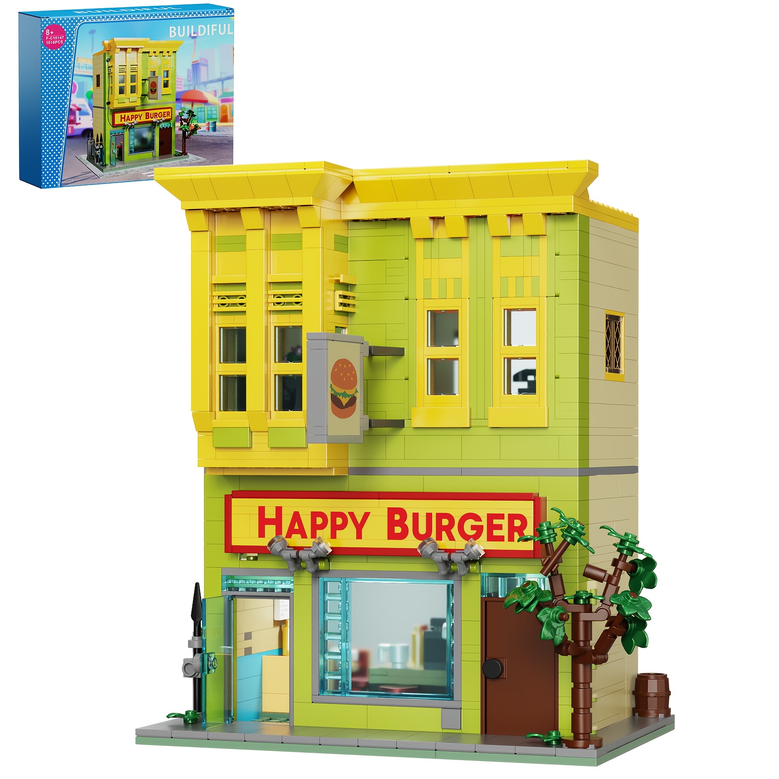1018pcs Popular Movie Animation Architecture Burger House Model Building Blocks Playsets Puzzle Puzzle Building DIY Kits Decoration Collectibles Handmade Holiday Surprise Toys Fan Favourite Gifts