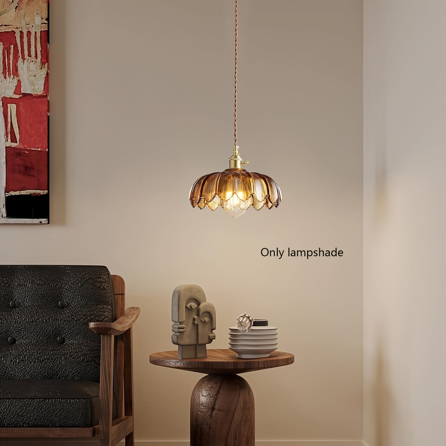 Veemoon Vintage Glass Pendant Light Shade – Brown Crackle Glass Replacement For Table Lamps, Chandeliers & Ceiling Fixtures