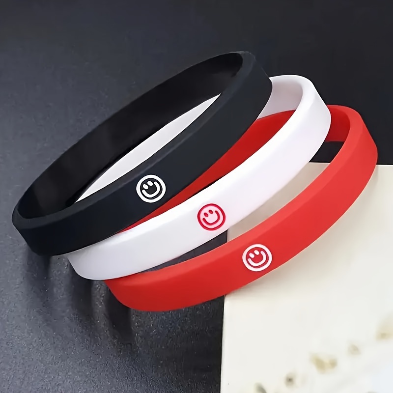 

3pcs Set Trendy Silicone Wristbands With - Sporty, Non-magnetic Fashion Bracelets For Men