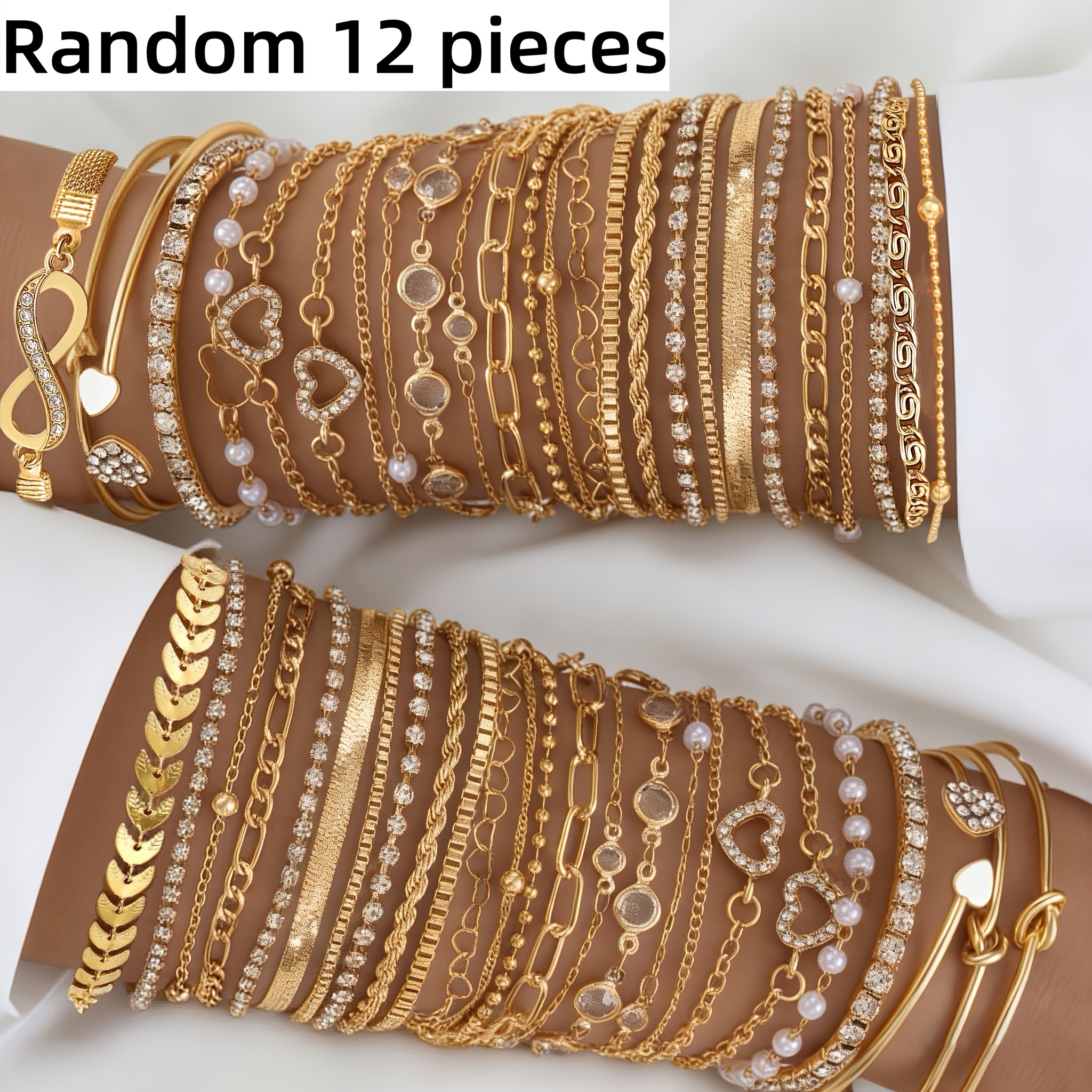 TEMU Random 12/15/21pcs Women's Fashion Bracelet Set - Stylish, Luxurious, Elegant, High-end, Old Money Style Heart Knotted Bohemian Women's Bracelet