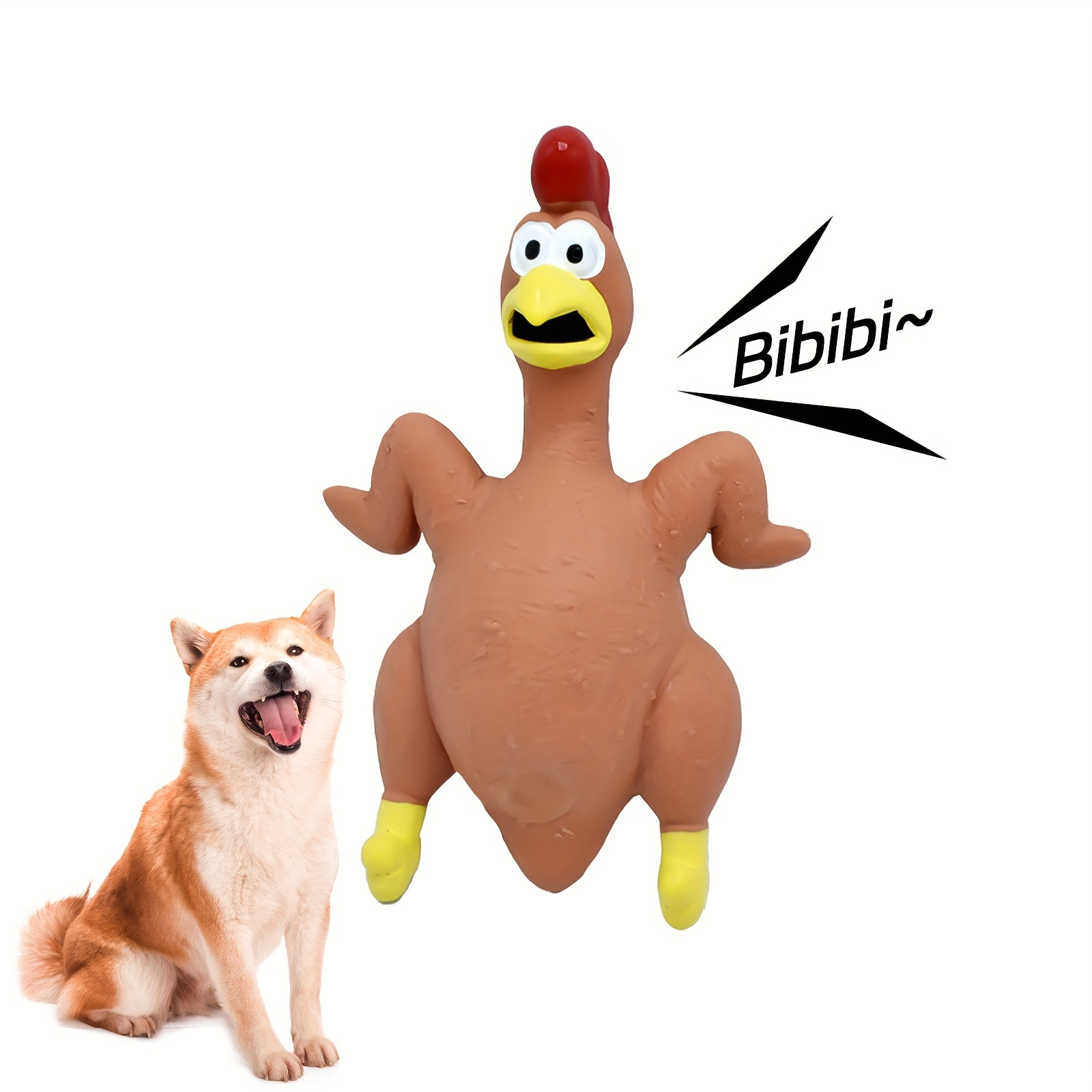 

Rucacio Squeaky Chicken Dog Toy - Durable Rubber Chew For All Breeds, Interactive Training & Teeth Cleaning