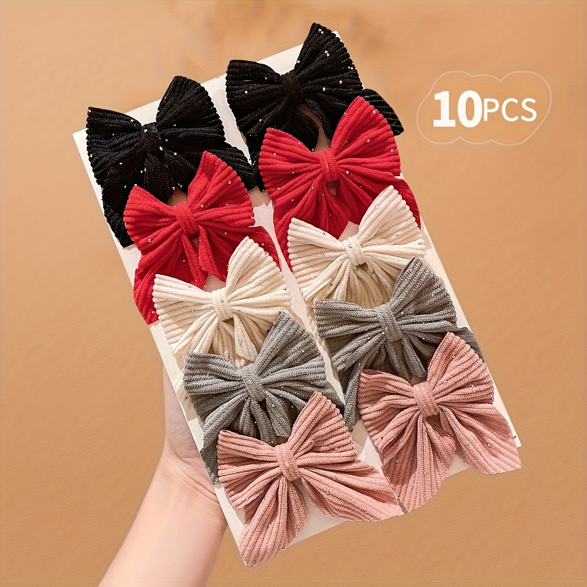10 pack     colorful bow hair clips for girls soft fabric hair accessories with black ribbons   teen hair clips for everyday special occasions durable clip   cute hair clips Product details 3