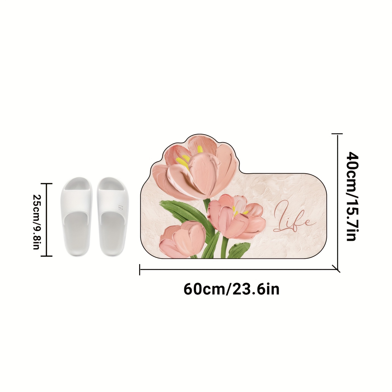 TEMU 1pc Super Absorbent Fast Dry Soft Diatomium Bath Mat, Rubber Bottom Bathroom Non-slip Mat, Bathroom Room Decoration Mat, Under The Door Mat,