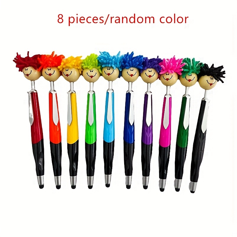 Image of 6/8 Loaded Random Color Whimsical Retractable Ballpoint Pen, Round Plastic Body - Ideal For Writing, - Teenagers And Adults - Fun Gift For Students And Office Workers