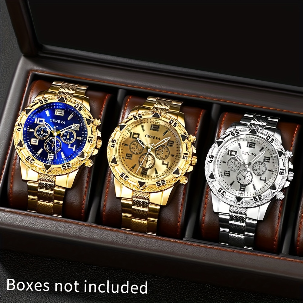 3pcs 's Stylish Business Quartz Watch Set With Round Dial, Versatile For Daily Wear, Weddings, Valentine's Day, Christmas, , Birthday Parties, Mother's Day, Ideal Gift For Eid