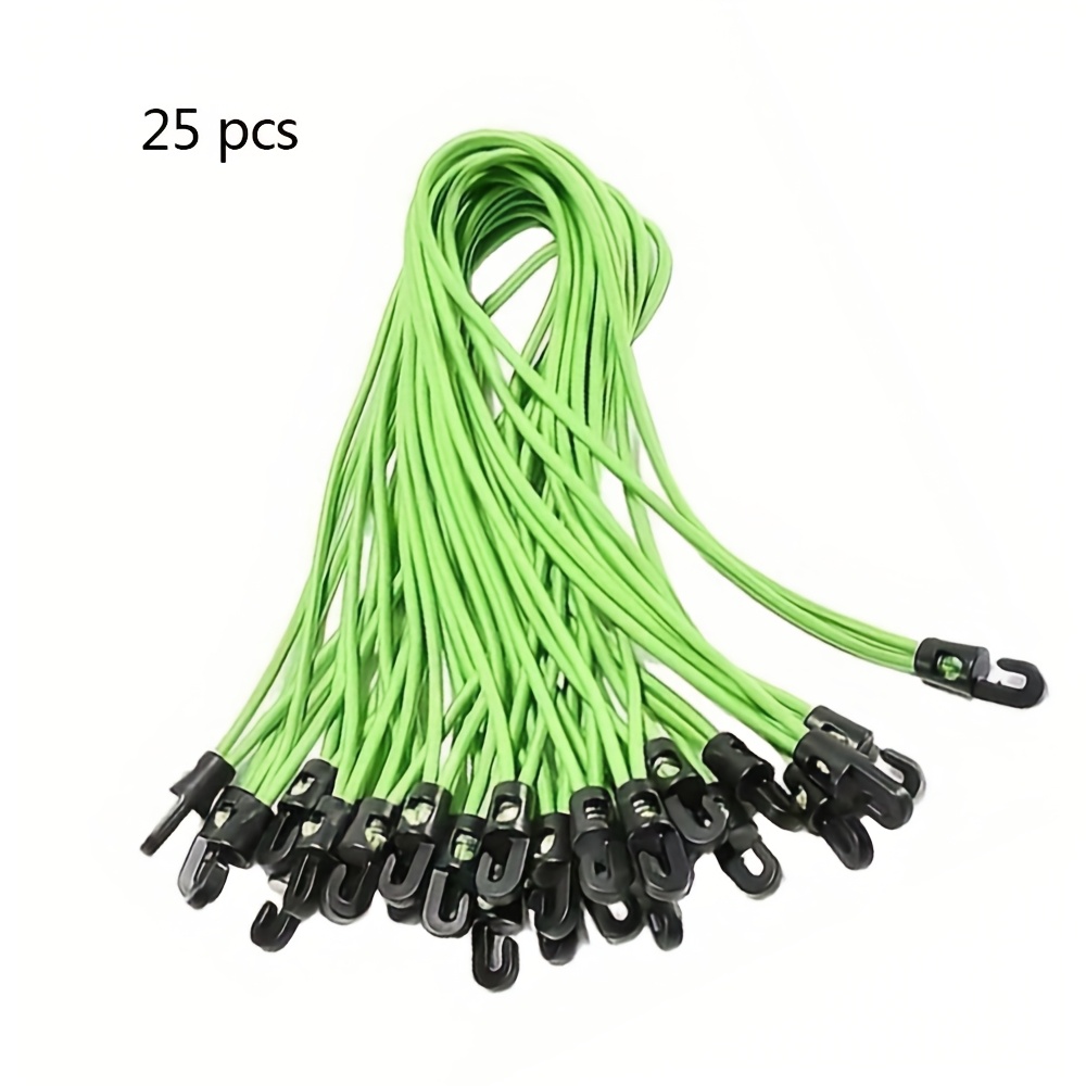 TEMU 25/50pcs Green Heavy-duty Elastic Bungee Cords With Hooks And Tension Ropes - Adjustable Straps, Suitable For Home, Travel, And Camping Gear