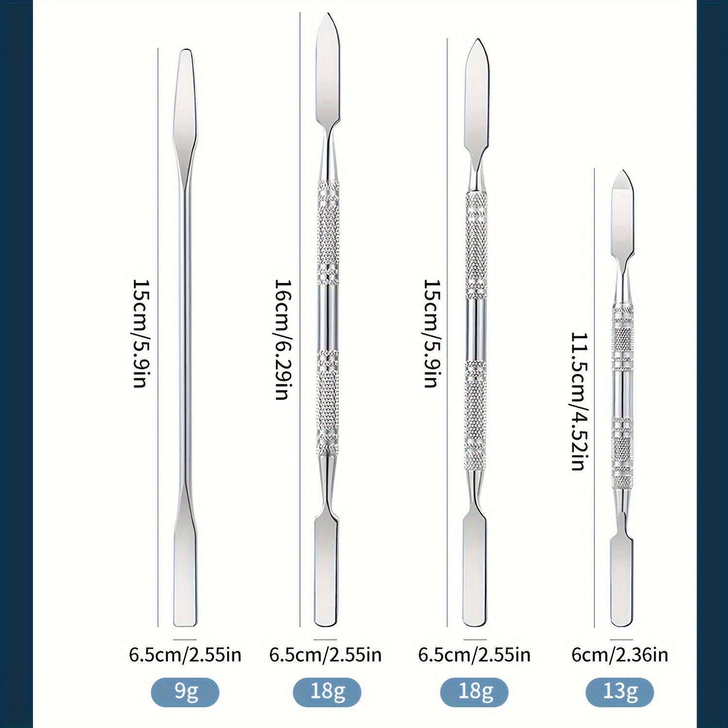 Image of A Set Of 4 Stainless Steel Mixing Sticks For Nail Polish And Skincare Products, Including Foundation And Lipstick Color Mixing Tools