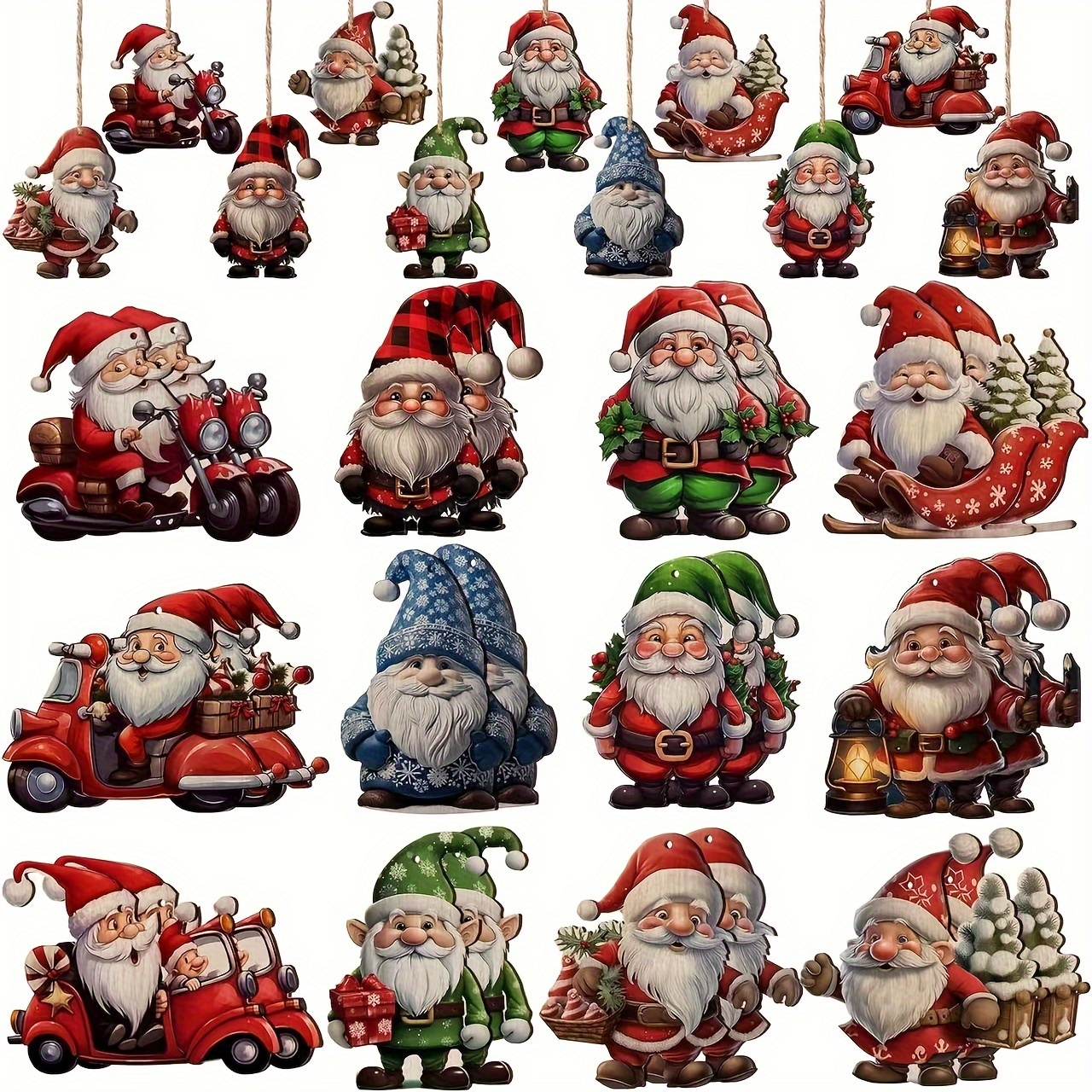 

24pcs Santa Claus Christmas Tree Ornaments - Holiday Decorations For Bars & Shopping Malls, Includes Hanging Rope