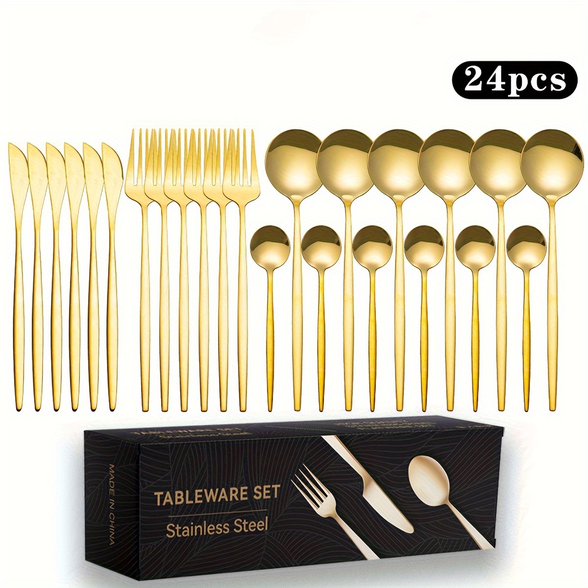 

Stainless Steel Knife And Fork 24-piece Tableware Set Gift Box Stainless Steel Knife, Fork And Spoon Set