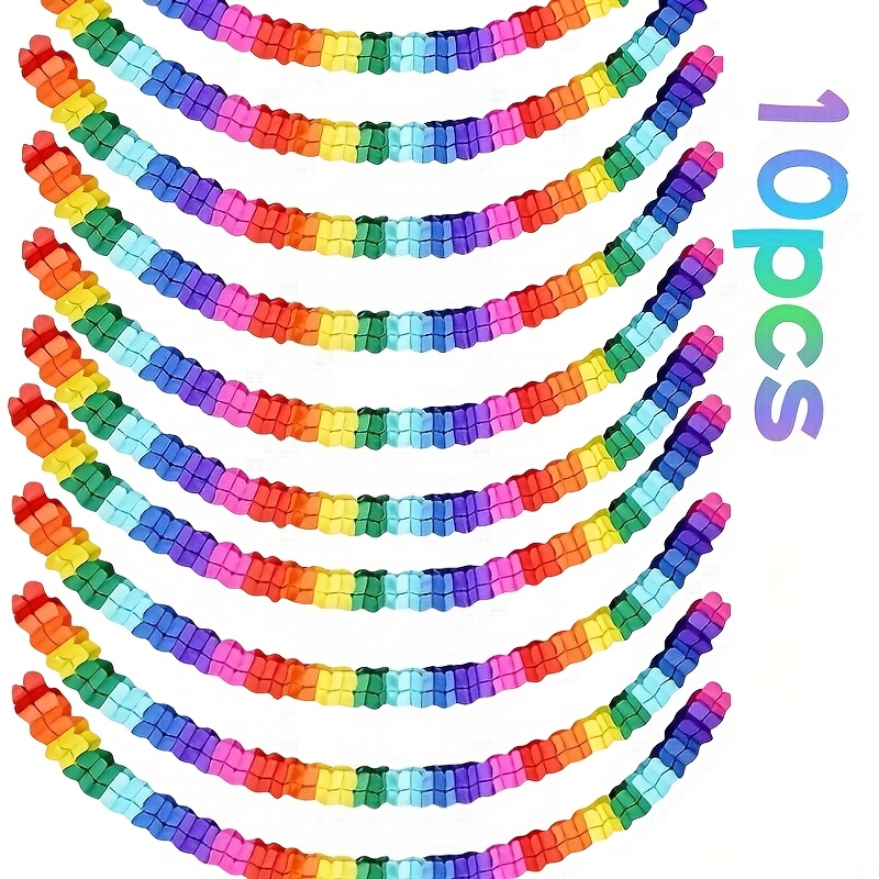 Image of 10pcs Set Of Colorful Paper Clover Garland - Suitable For Weddings, Birthdays, Anniversaries, Carnival Parties, Party Backdrops, Christmas And Multi-use Hanging Decorations - No Electricity Required