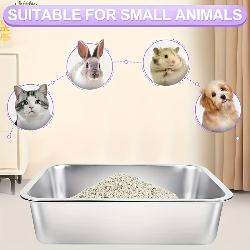 

High-quality Extra-large And Stainless Steel Litter Box For Cats, With High Edges, A Non-sticky And , Easy To Clean And Odor-proof, A And Easy-to-clean Litter Box - Suitable For Cats And Rabbits.